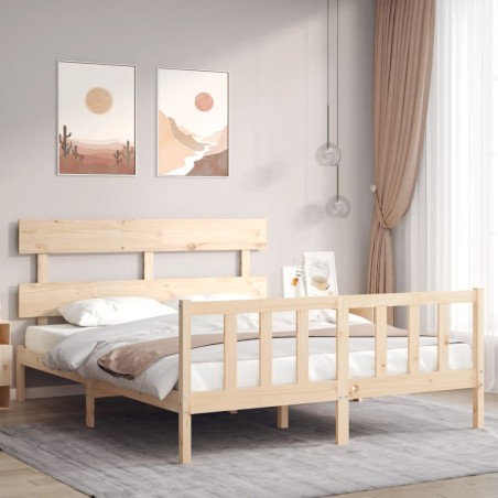vidaXL Giroletto con Testiera 5FT King Size in Legno Massello