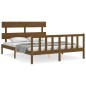 vidaXL Giroletto con Testiera Miele 5FT King Size in Legno Massello vidaXL Giroletto con Testiera Miele 5FT King Size in Legno Massello