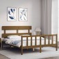 vidaXL Giroletto con Testiera Miele 5FT King Size in Legno Massello vidaXL Giroletto con Testiera Miele 5FT King Size in Legno Massello