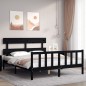 vidaXL Giroletto con Testiera Nero 5FT King Size in Legno Massello vidaXL Giroletto con Testiera Nero 5FT King Size in Legno Massello
