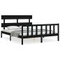 vidaXL Giroletto con Testiera Nero 5FT King Size in Legno Massello vidaXL Giroletto con Testiera Nero 5FT King Size in Legno Massello
