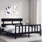 vidaXL Giroletto con Testiera Nero 5FT King Size in Legno Massello vidaXL Giroletto con Testiera Nero 5FT King Size in Legno Massello