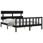 vidaXL Giroletto con Testiera Nero 5FT King Size in Legno Massello vidaXL Giroletto con Testiera Nero 5FT King Size in Legno Massello