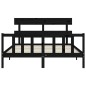 vidaXL Giroletto con Testiera Nero 5FT King Size in Legno Massello vidaXL Giroletto con Testiera Nero 5FT King Size in Legno Massello