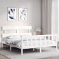 vidaXL Giroletto con Testiera Bianco 160x200 cm Legno Massello vidaXL Giroletto con Testiera Bianco 160x200 cm Legno Massello