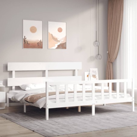vidaXL Giroletto con Testiera Bianco 6FT Super King in Legno Massello