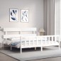 vidaXL Giroletto con Testiera Bianco 6FT Super King in Legno Massello vidaXL Giroletto con Testiera Bianco 6FT Super King in Legno Massello