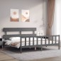 vidaXL Giroletto con Testiera Grigio 6FT Super King in Legno Massello vidaXL Giroletto con Testiera Grigio 6FT Super King in Legno Massello