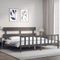vidaXL Giroletto con Testiera Grigio 6FT Super King in Legno Massello vidaXL Giroletto con Testiera Grigio 6FT Super King in Legno Massello