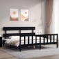 vidaXL Giroletto con Testiera Nero Super King Size Legno Massello vidaXL Giroletto con Testiera Nero Super King Size Legno Massello