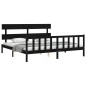 vidaXL Giroletto con Testiera Nero Super King Size Legno Massello vidaXL Giroletto con Testiera Nero Super King Size Legno Massello
