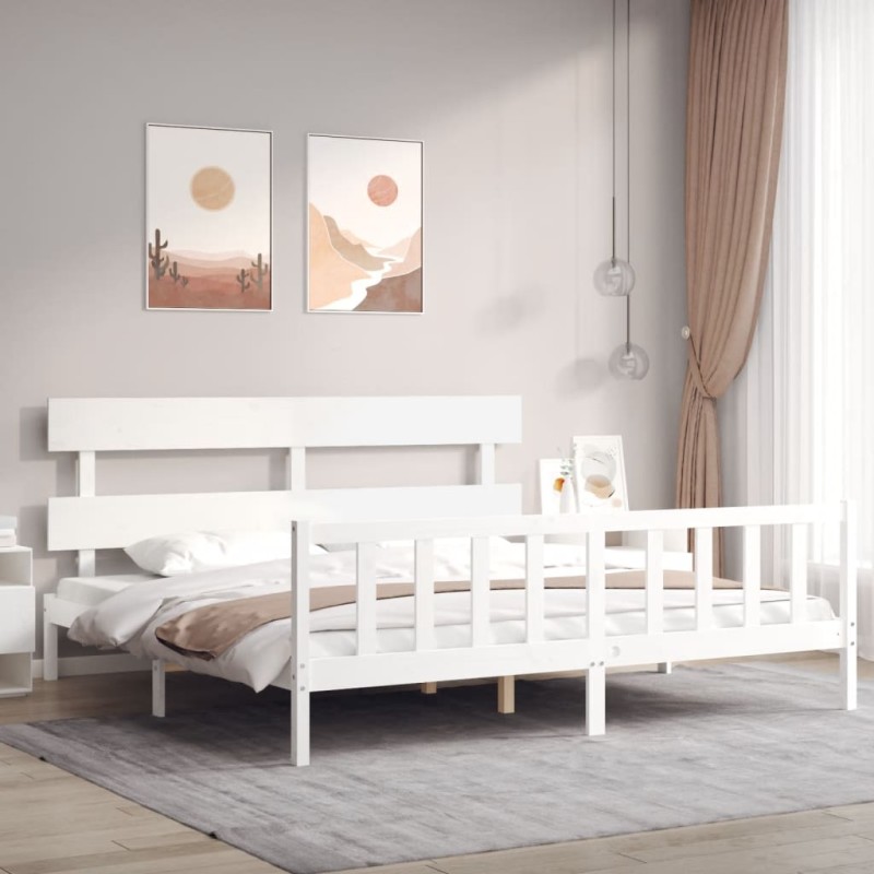 vidaXL Giroletto senza Materasso Bianco 200x200 cm Legno Massello Pino vidaXL Giroletto senza Materasso Bianco 200x200 cm Legno Massello Pino