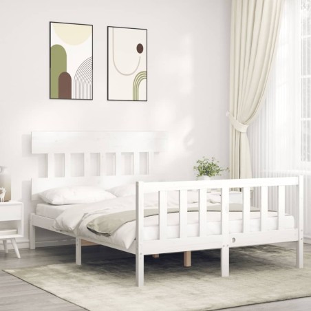 vidaXL Giroletto con Testiera Bianco 4FT Small Double Legno Massello