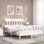 vidaXL Giroletto con Testiera Bianco 4FT Small Double Legno Massello vidaXL Giroletto con Testiera Bianco 4FT Small Double Legno Massello