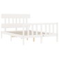 vidaXL Giroletto con Testiera Bianco 4FT Small Double Legno Massello vidaXL Giroletto con Testiera Bianco 4FT Small Double Legno Massello