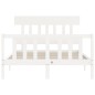 vidaXL Giroletto con Testiera Bianco 4FT Small Double Legno Massello vidaXL Giroletto con Testiera Bianco 4FT Small Double Legno Massello