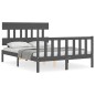 vidaXL Giroletto con Testiera Grigio 4FT Small Double Legno Massello vidaXL Giroletto con Testiera Grigio 4FT Small Double Legno Massello