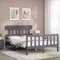 vidaXL Giroletto con Testiera Grigio 4FT Small Double Legno Massello vidaXL Giroletto con Testiera Grigio 4FT Small Double Legno Massello