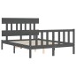 vidaXL Giroletto con Testiera Grigio 4FT Small Double Legno Massello vidaXL Giroletto con Testiera Grigio 4FT Small Double Legno Massello