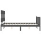 vidaXL Giroletto con Testiera Grigio 4FT Small Double Legno Massello vidaXL Giroletto con Testiera Grigio 4FT Small Double Legno Massello