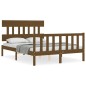 vidaXL Giroletto con Testiera Miele 4FT Small Double in Legno Massello vidaXL Giroletto con Testiera Miele 4FT Small Double in Legno Massello