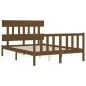 vidaXL Giroletto con Testiera Miele 4FT Small Double in Legno Massello vidaXL Giroletto con Testiera Miele 4FT Small Double in Legno Massello