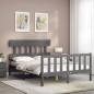 vidaXL Giroletto con Testiera Grigio 140x190 cm in Legno Massello vidaXL Giroletto con Testiera Grigio 140x190 cm in Legno Massello