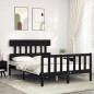 vidaXL Giroletto con Testiera Nero 140x190 cm in Legno Massello vidaXL Giroletto con Testiera Nero 140x190 cm in Legno Massello