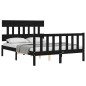vidaXL Giroletto con Testiera Nero 140x190 cm in Legno Massello vidaXL Giroletto con Testiera Nero 140x190 cm in Legno Massello