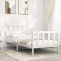 vidaXL Giroletto con Testiera Bianco 90x200 cm in Legno Massello vidaXL Giroletto con Testiera Bianco 90x200 cm in Legno Massello