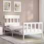 vidaXL Giroletto con Testiera Bianco 90x200 cm in Legno Massello vidaXL Giroletto con Testiera Bianco 90x200 cm in Legno Massello