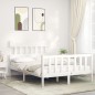 vidaXL Giroletto con Testiera Bianco 140x200 cm in Legno Massello vidaXL Giroletto con Testiera Bianco 140x200 cm in Legno Massello