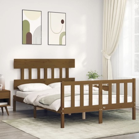 vidaXL Giroletto con Testiera Miele 140x200 cm in Legno Massello