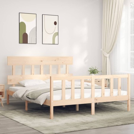 vidaXL Giroletto con Testiera King Size in Legno Massello