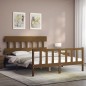 vidaXL Giroletto con Testiera Miele 5FT King Size in Legno Massello vidaXL Giroletto con Testiera Miele 5FT King Size in Legno Massello