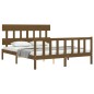 vidaXL Giroletto con Testiera Miele 5FT King Size in Legno Massello vidaXL Giroletto con Testiera Miele 5FT King Size in Legno Massello