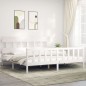 vidaXL Giroletto con Testiera Bianco 200x200 cm in Legno Massello vidaXL Giroletto con Testiera Bianco 200x200 cm in Legno Massello