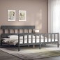 vidaXL Giroletto con Testiera Grigio 200x200 cm in Legno Massello vidaXL Giroletto con Testiera Grigio 200x200 cm in Legno Massello