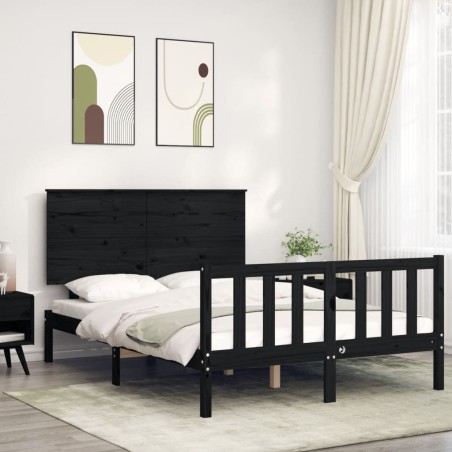 vidaXL Giroletto con Testiera Nero 4FT6 Double in Legno Massello