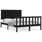 vidaXL Giroletto con Testiera Nero 4FT6 Double in Legno Massello vidaXL Giroletto con Testiera Nero 4FT6 Double in Legno Massello