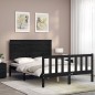 vidaXL Giroletto con Testiera Nero 4FT6 Double in Legno Massello vidaXL Giroletto con Testiera Nero 4FT6 Double in Legno Massello
