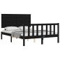 vidaXL Giroletto con Testiera Nero 4FT6 Double in Legno Massello vidaXL Giroletto con Testiera Nero 4FT6 Double in Legno Massello