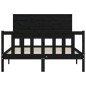 vidaXL Giroletto con Testiera Nero 4FT6 Double in Legno Massello vidaXL Giroletto con Testiera Nero 4FT6 Double in Legno Massello