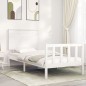 vidaXL Giroletto con Testiera Bianco 90x200 cm in Legno Massello vidaXL Giroletto con Testiera Bianco 90x200 cm in Legno Massello