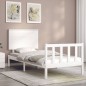 vidaXL Giroletto con Testiera Bianco 90x200 cm in Legno Massello vidaXL Giroletto con Testiera Bianco 90x200 cm in Legno Massello