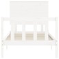 vidaXL Giroletto con Testiera Bianco 90x200 cm in Legno Massello vidaXL Giroletto con Testiera Bianco 90x200 cm in Legno Massello