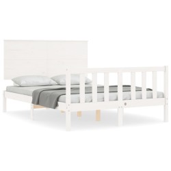 vidaXL Giroletto con Testiera Bianco 140x200 cm in Legno Massello
