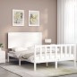 vidaXL Giroletto con Testiera Bianco 140x200 cm in Legno Massello vidaXL Giroletto con Testiera Bianco 140x200 cm in Legno Massello