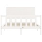 vidaXL Giroletto con Testiera Bianco 140x200 cm in Legno Massello vidaXL Giroletto con Testiera Bianco 140x200 cm in Legno Massello