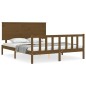 vidaXL Giroletto con Testiera Miele 5FT King Size in Legno Massello vidaXL Giroletto con Testiera Miele 5FT King Size in Legno Massello